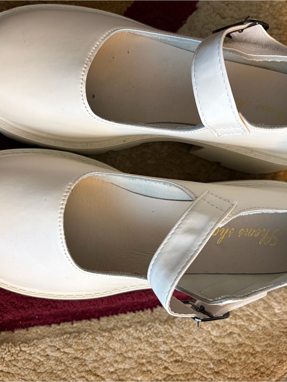 White Mary Jane Platform Shoes - Women's Comfort Strap